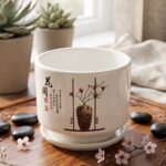 Elegant Zen Ceramic Planter with Traditional Calligraphy – High-Gloss "Artisan Vase"
