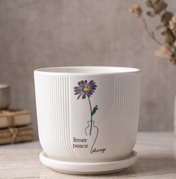 Minimalist Ribbed Ceramic Planter