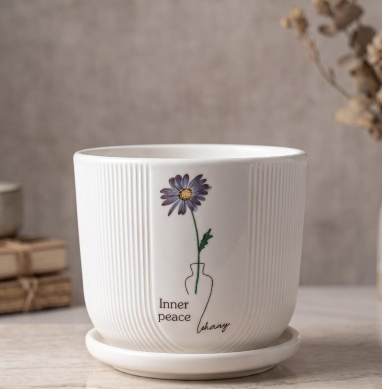 Minimalist Ribbed Ceramic Planter