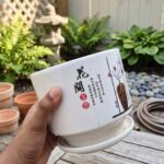 CD Premium Elegant Zen Ceramic Planter with Traditional Calligraphy – High-Gloss "Artisan Vase" - Image 2