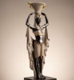 Majestic Pharaonic Guardians: Hand-Painted Silver & Sandstone Deity Statuette Set - Image 3