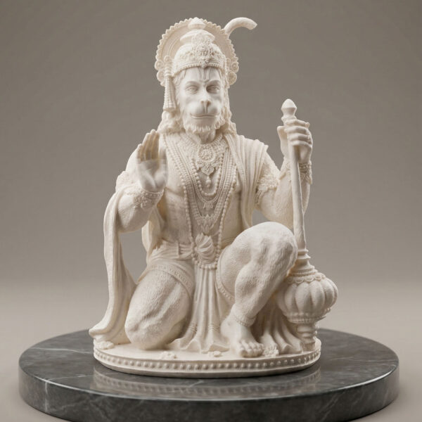 Divine Strength: Alabaster-Finish Lord Hanuman