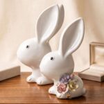 Set of 2 porcelain rabbit figurines, Showpiece, Home Decors - Image 3