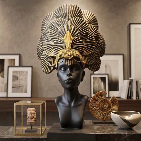 Exquisite Noir & Gold Regal Bust