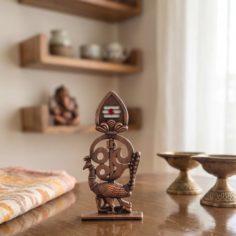 Yaazh Treasures Murugan Vel with Peacock and Arch Idol